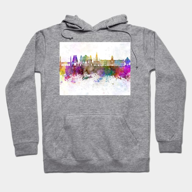 Chennai skyline in watercolor background Hoodie by PaulrommerArt